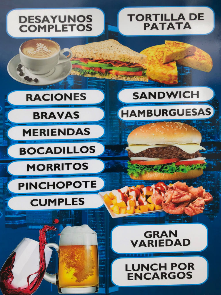 menu cafeteria La Esquina